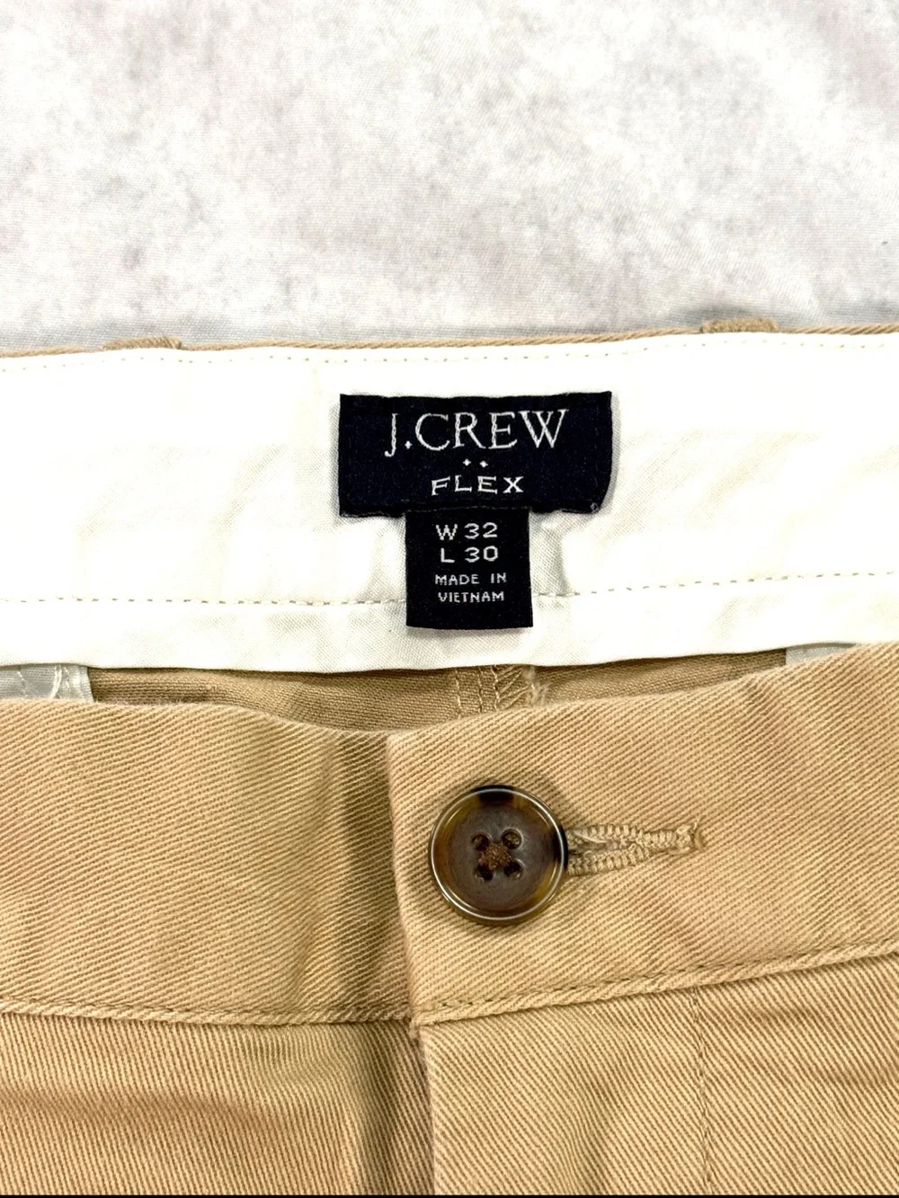 J Crew Mens Flex Slim Fit Khaki Chino 32x30 Flat Front Dress Business Casual